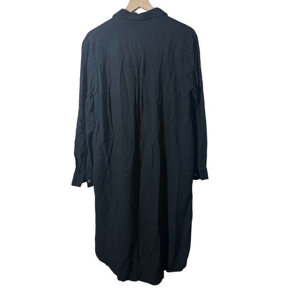 NEW By Egreis Maybel Midi Dress Black Size Medium Linen Blend Cover Up Flowy - Picture 5 of 12